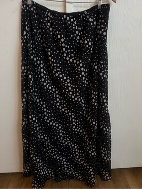 Lane Bryant Skirt Women Plus 18/20 Black White Polka Dot A-Line Elastic Midi